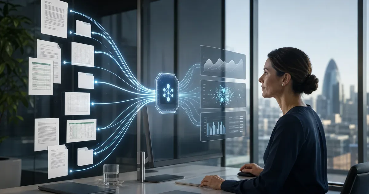 Enterprise AI token economics with filtered documents and spreadsheets feeding a compact reasoning layer